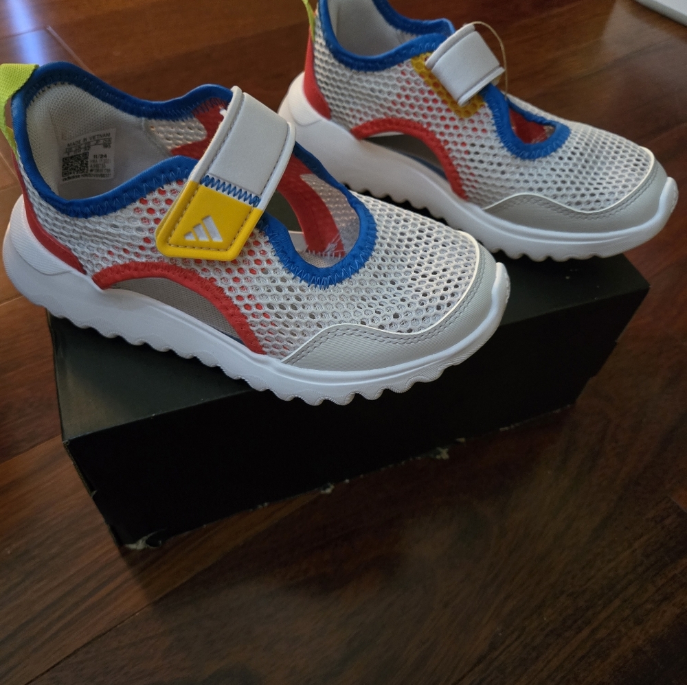 Adidas Kids' White Yellow Blue and Red Mesh Sneakers Vaious Sizes